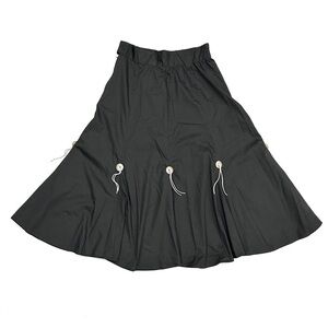 Vintage Western Black Skirt w/ Fringed Grommets - Rough Rider Style